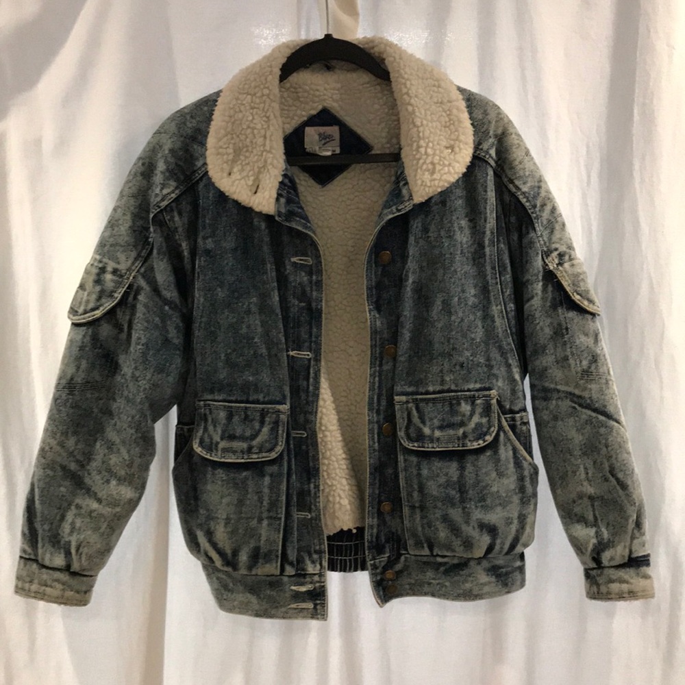 Sherpa lined vintage denim jacket